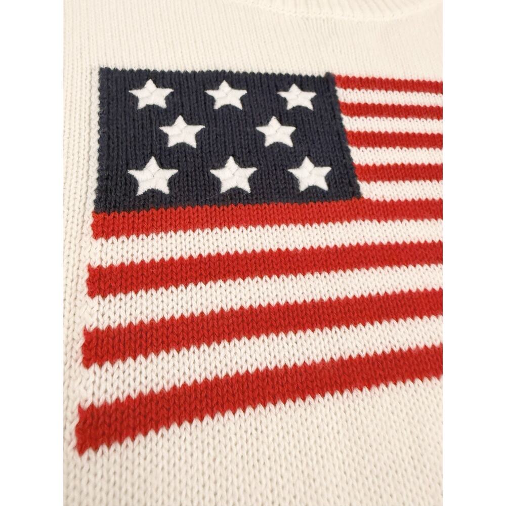 White Sweater with USA Flag America Preppy Women's Large Croft & Barrow - Picture 3 of 8